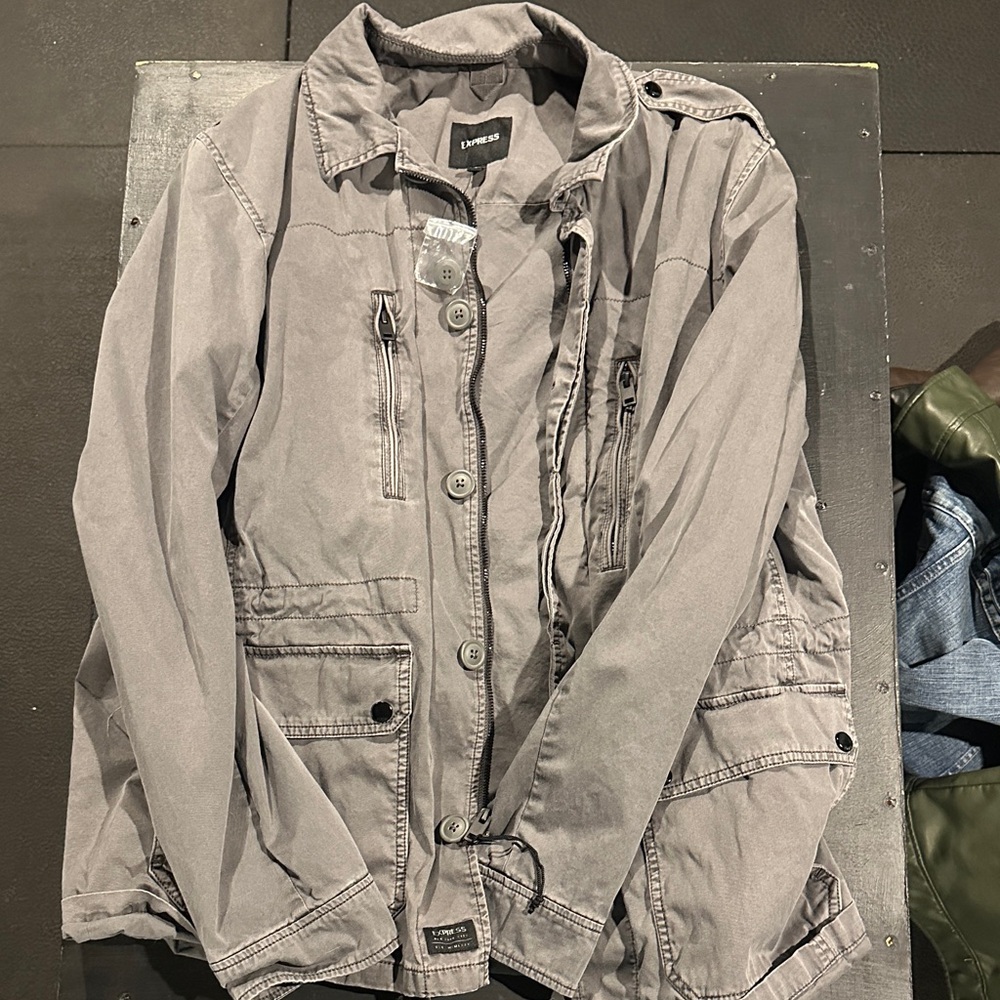 Express Gray Military Field Jacket